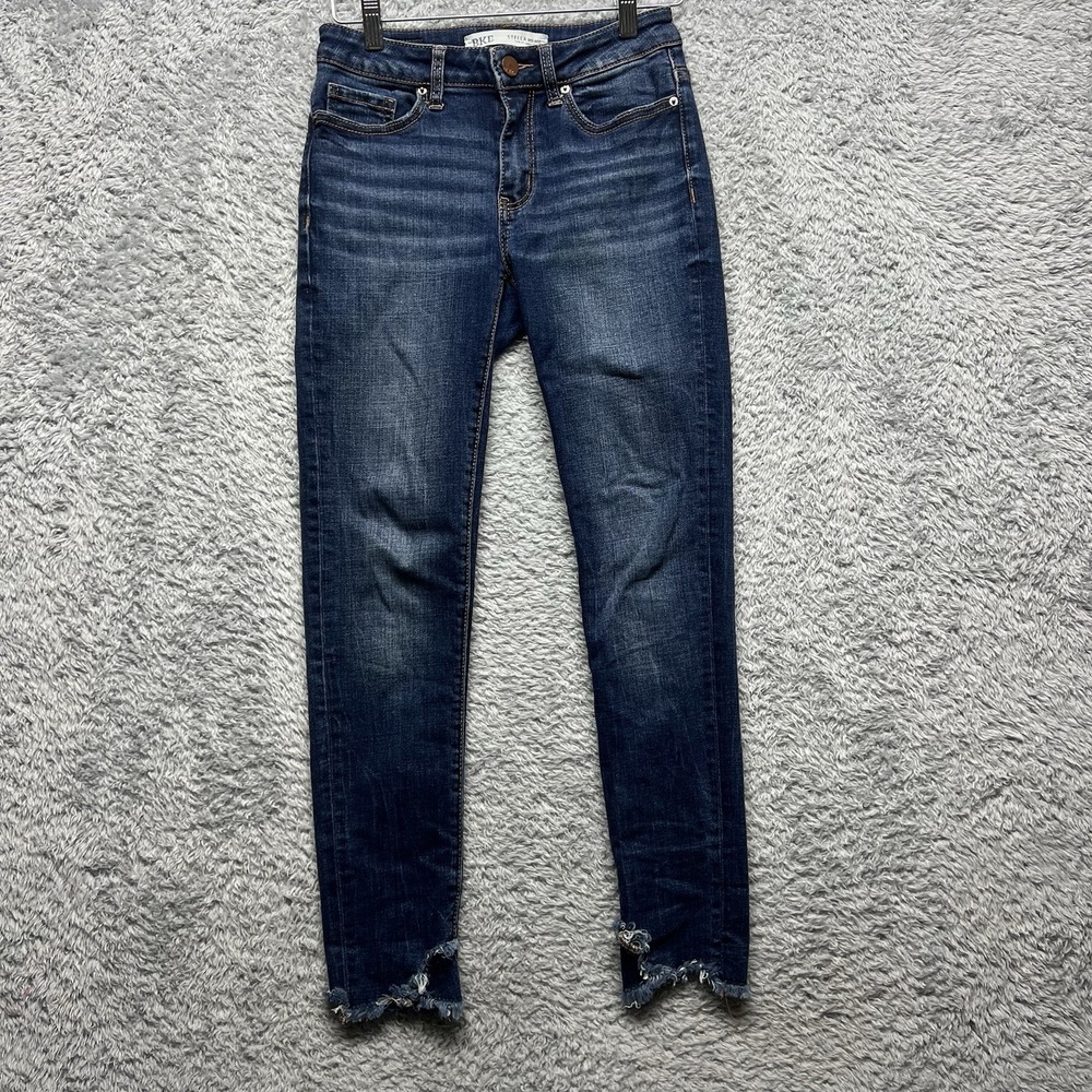 BKE Jeans Womens 25 Blue Stella Slim Ankle Mid‎ Rise Dark Wash Stretch Denim